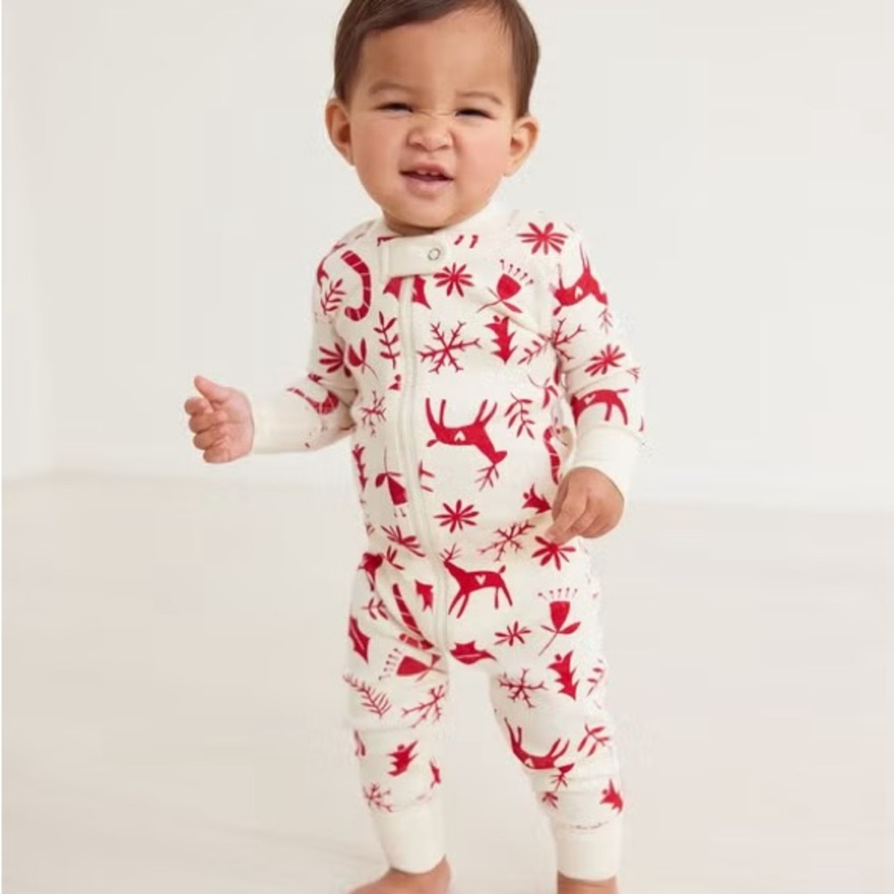 HANNA ANDERSSON VGUC 100% Cotton Christmas Holiday Zip Up Pajamas